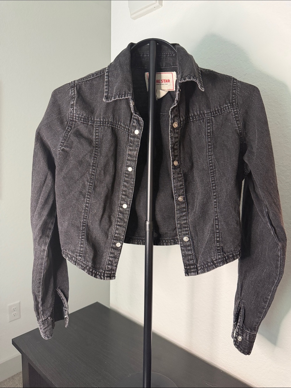 LONE STAR Washed Black Cropped Denim Jacket
